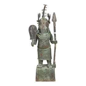 Benin Bronze Warrior Sculpture