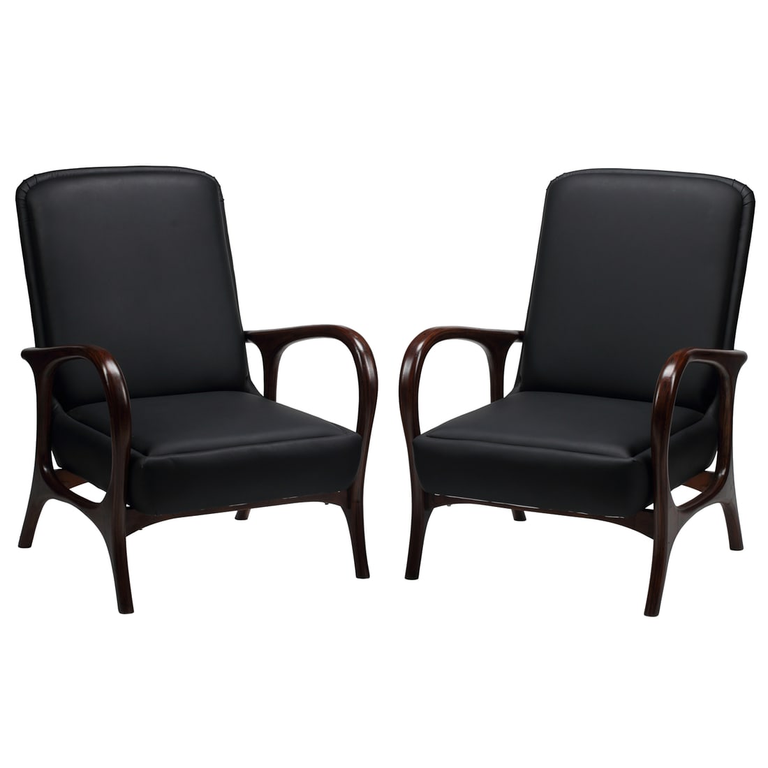 Pair of Danish Moderne Style Armchairs: Pair of Danish Moderne Style Armchairs. {Approximate dimensions:' 42 1/4" high x 30 1/4" wide x 38" deep.}.