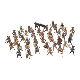 Forty Two Piece Austrian Cold Painted Pug Dog Orchestra