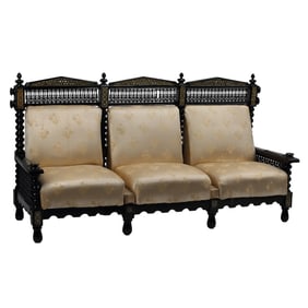 Moorish Style Inlaid Three Seat Settee