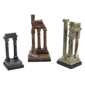 Lot of Three Grand Tour Style Marble Models of Ruins