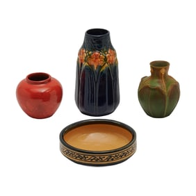 Four American Arts and Crafts Pottery Vases and Vessels