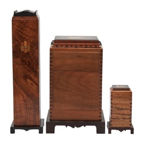 Three Stephen Paulsen Carved Parquetry Boxes