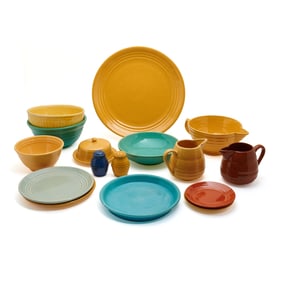 Twenty Five Bauer Pottery Tableware Articles