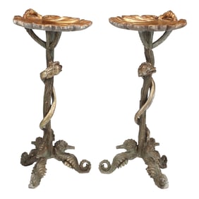 Pair of Venetian Grotto Style Shell Shape Stands
