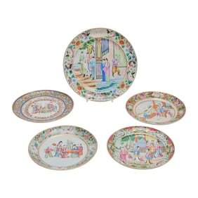 Chinese Export Porcelain Rose Medallion Plates for the Persian Market, Etc.