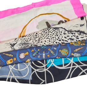 Four Silk Scarves: Pucci, Dior, Balenciaga and Hermes
