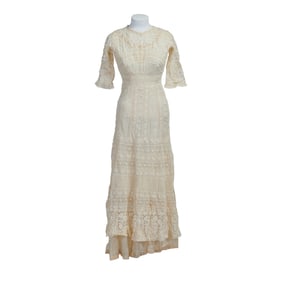 Edwardian Lace Wedding Dress, Slip and Portrait