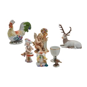 Seven Continental Porcelain Figures including Meissen