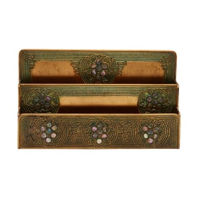 TIffany Studios Gilt Bronze Abalone Letter Rack