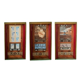 Three Exhibit Supply Company Vintage Coin Op Boardwalk Card Dispensers