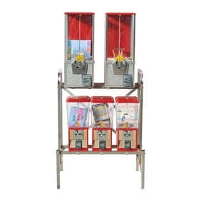 Northwestern Coin Op Five Dispenser Gumball Capsule Set on Chrome Stand