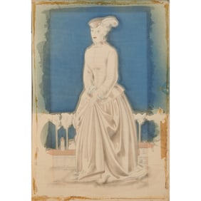 Millard Sheets, 1852 Riding Habit, watercolor and pencil on board