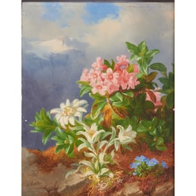 Andreas Lach, Alpine Scene, Oil on Board