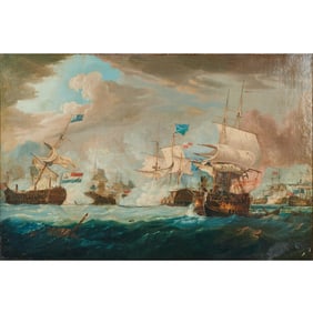 Robert Dodd, Nautical Scene at War, Oil on Canvas