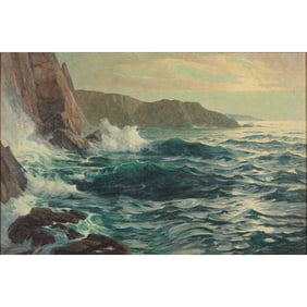 Gustav Liljestrom, Crashing Waves, Oil on Canvas
