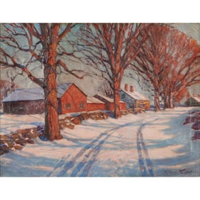 Robert Emmett Owen, Winter Street, Oil on Canvas