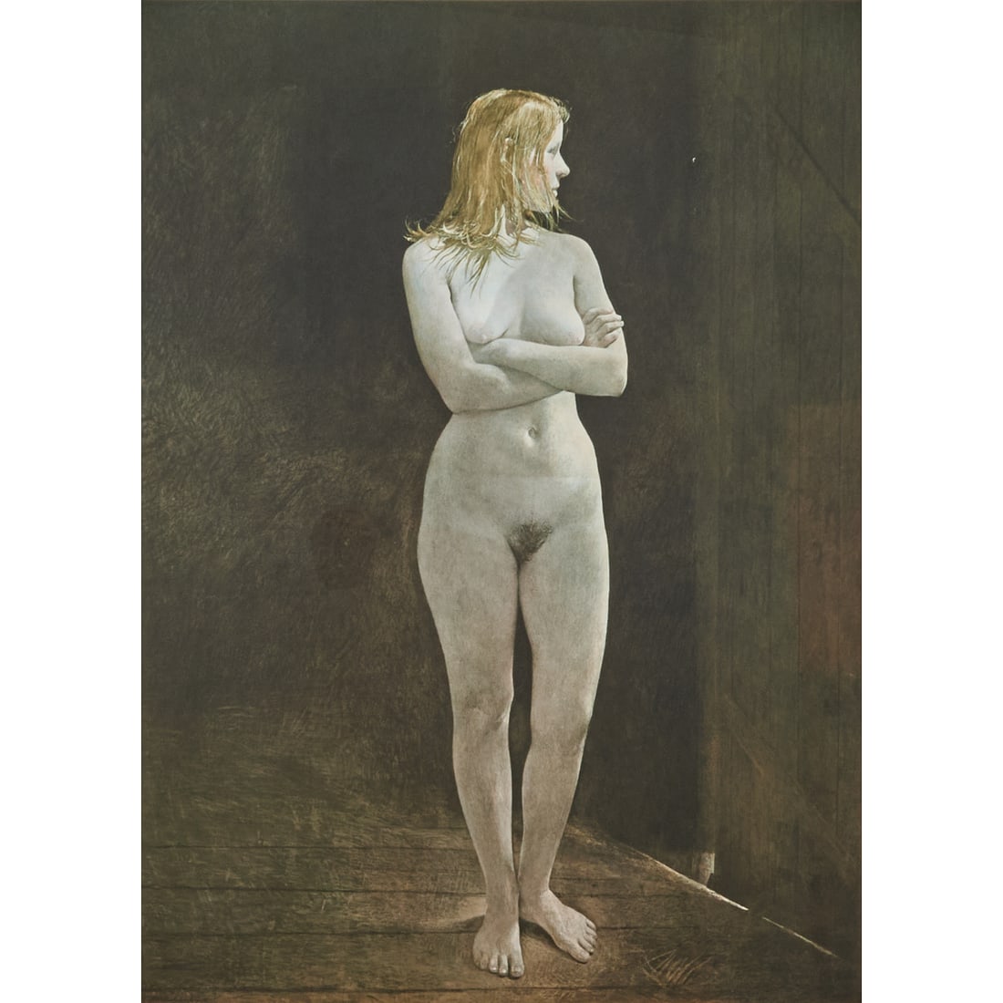 After Andrew Wyeth, The Virgin, Collotype: After Andrew Wyeth'(American, 1917 - 2009), "The Virgin," collotype,'[approximate dimensions - sight: 27" H x 19 3/4" W], signed and numbered 'Andrew Wyeth 74' in ink lower right;'printed lower left: