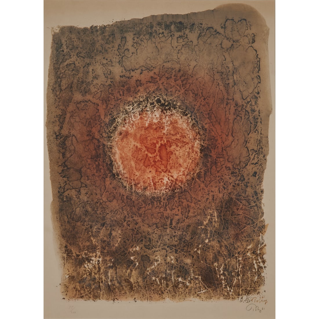 Mark Tobey, Louvre, Lithograph: Mark Tobey'(American, 1890 - 1976), "Louvre,"'1961, lithograph,' [approximate dimensions - sheet: 27 7/8" H x 20 7/8" W], signed and dated in plate lower right; and numbered 35/200, signed, and dated'