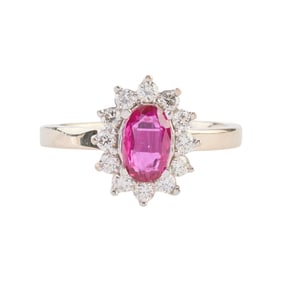 Ruby, Diamond, 14k White Gold Ring