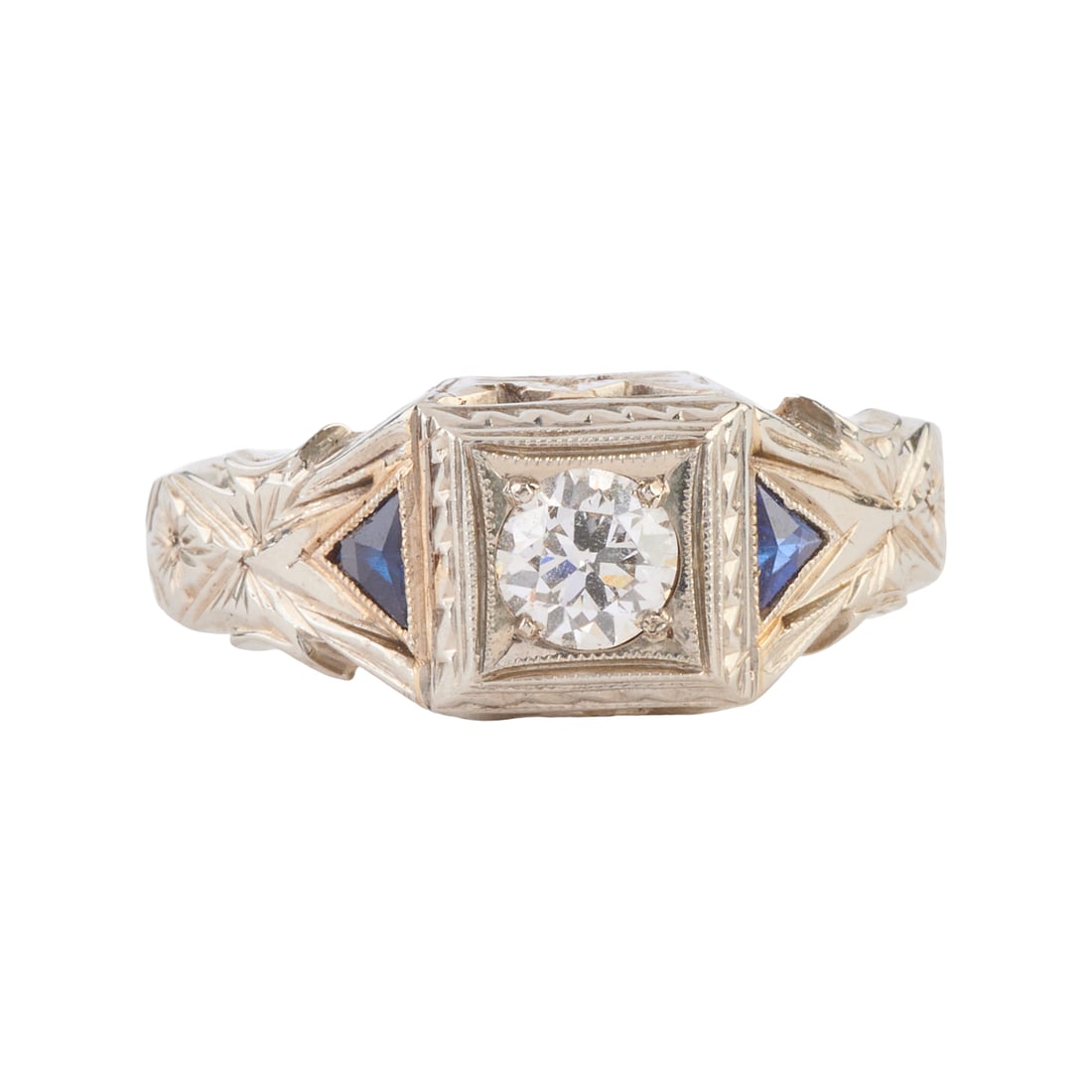 Vintage Diamond, Sapphire, 14k White Gold Ring (1 of 3)