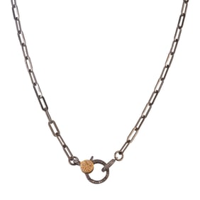 Diamond, Vermeil, Oxidized Silver Necklace