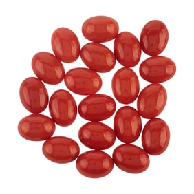 *Collection of Twenty Unmounted Red Coral Cabochons