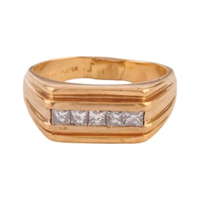 Men's Diamond, 14k Yellow Gold Ring