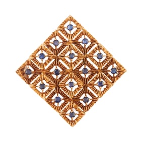 Sapphire, 18k Yellow Gold Brooch