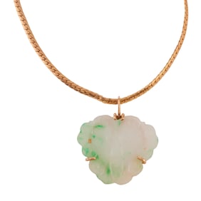 Jadeite Jade, 14k Yellow Gold Pendant Necklace