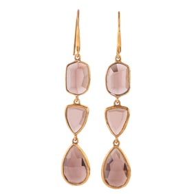 Pair of Smoky Quartz, Vermeil Earrings
