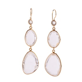 Pair of Rock Crystal Quartz, Vermeil Earrings