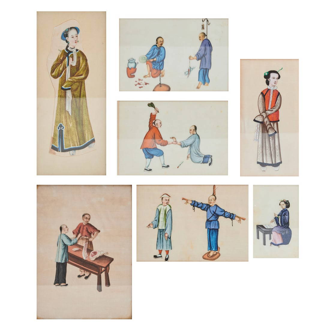 Seven Framed Chinese Export Pith Paintings