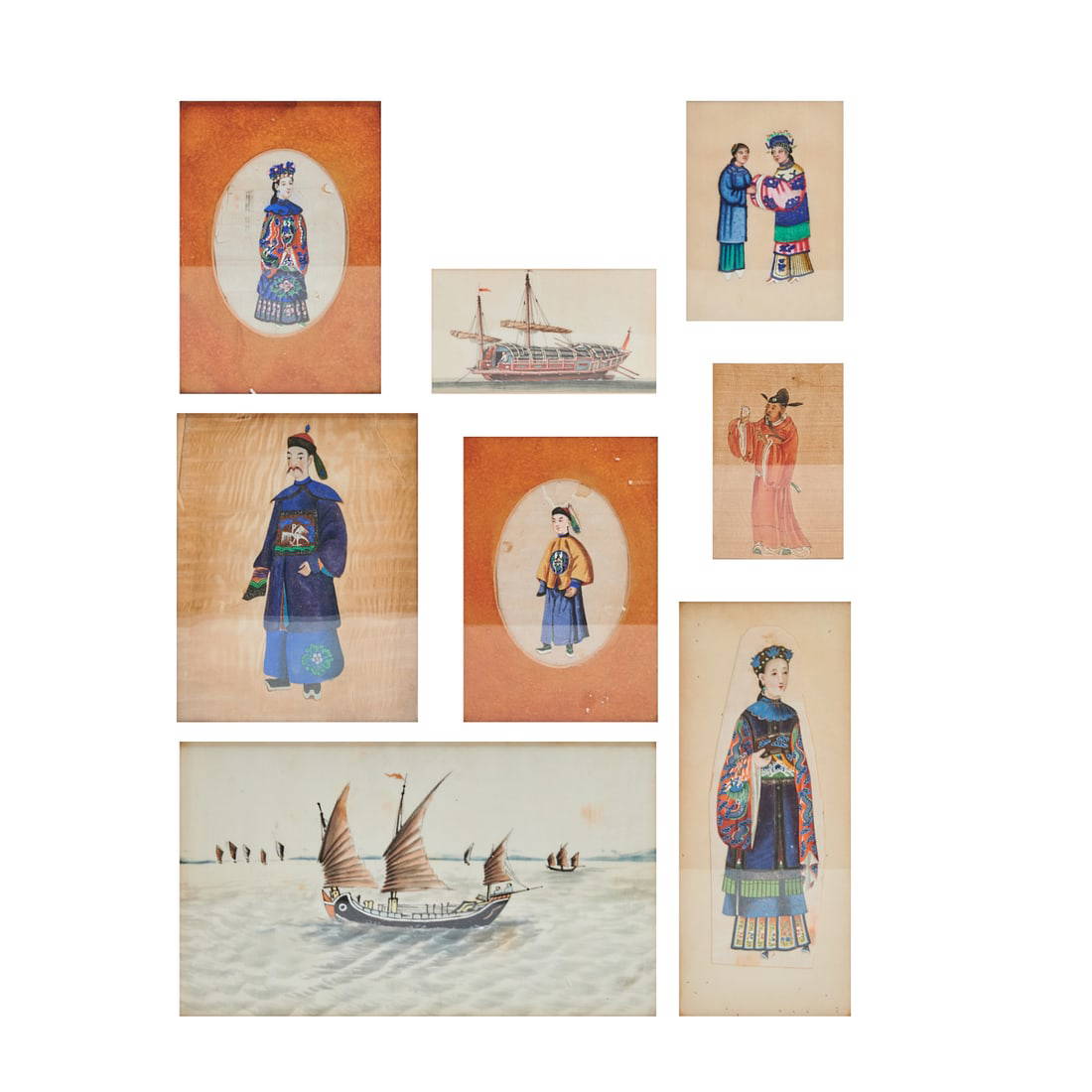 Group of Eight Framed Chinese Export Pith Paintings