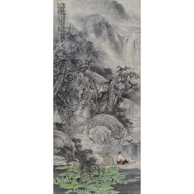 Framed Chinese Painting of Fishing Man