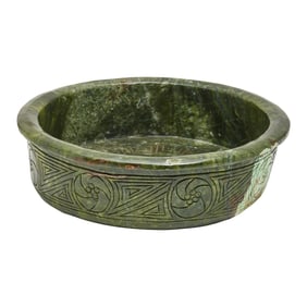 Large Chinese Green Hardstone Carved Basin