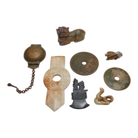 Group of Chinese Jadeite and Stone Carved Items