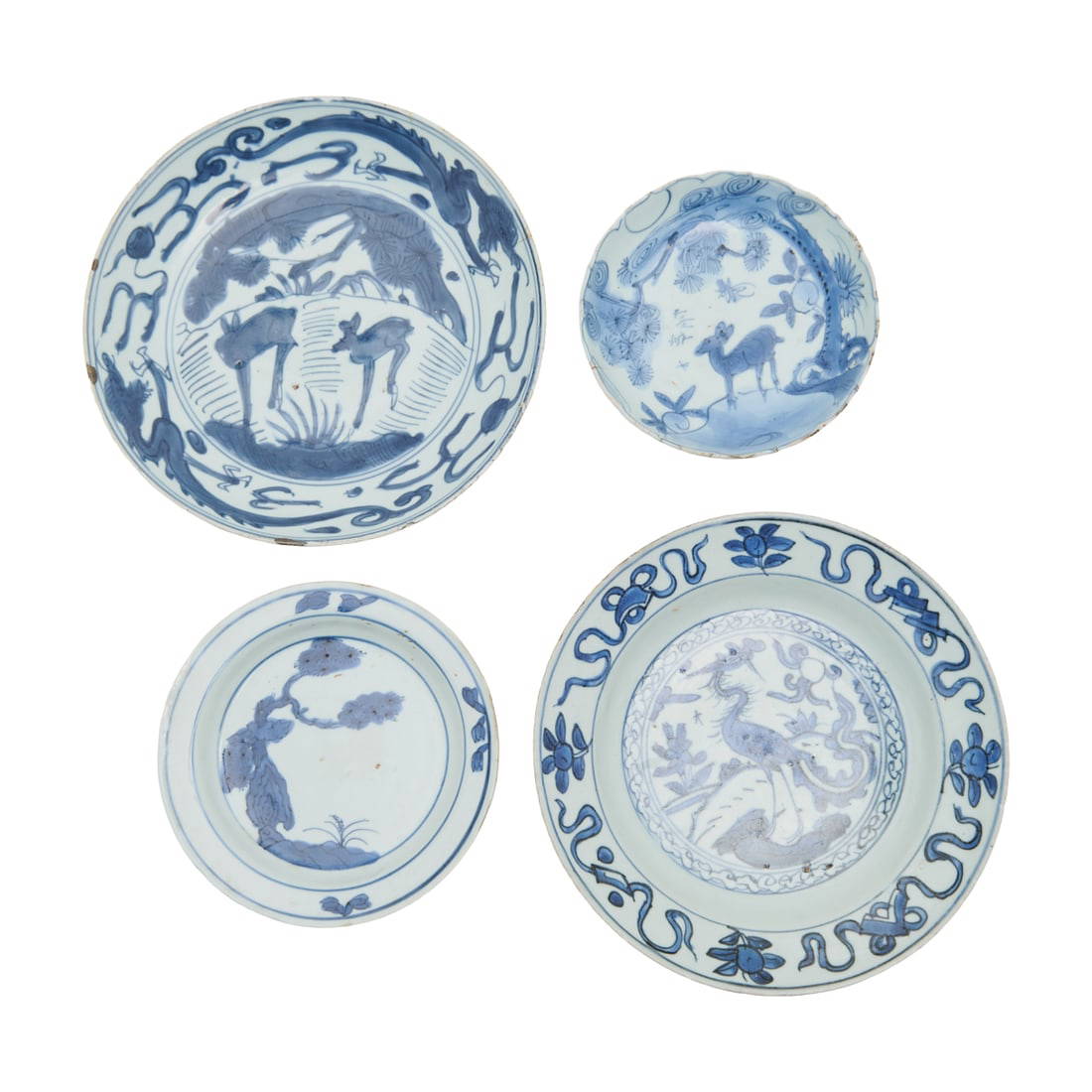 Group of Four Chinese Blue and White Porcelain Dishes