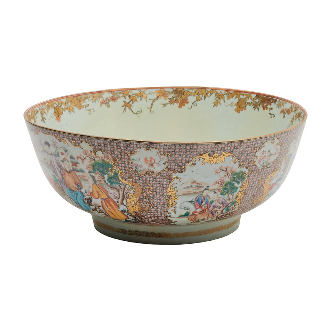Chinese Export Porcelain Rose Canton Punch Bowl