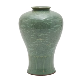 Korean Celadon Glazed Maebyong Vase