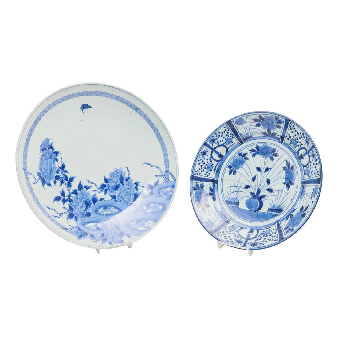Two Japanese Arita Blue and White Porcelain Charger and Plate