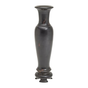 Tall Chinese Zitan Wood Baluster Vase and Carved Stand