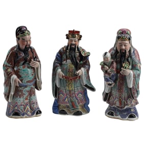 Three Enameled Porcelain Figures of The Wise Men