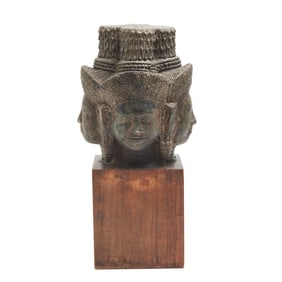 Cambodian Carved Stone Four-Head Buddha