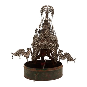 Thai Inlaid Ceremonial Headdress in Patinated Metal Case