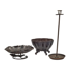 Group of Three Japanese Bronze Items, Meiji Period