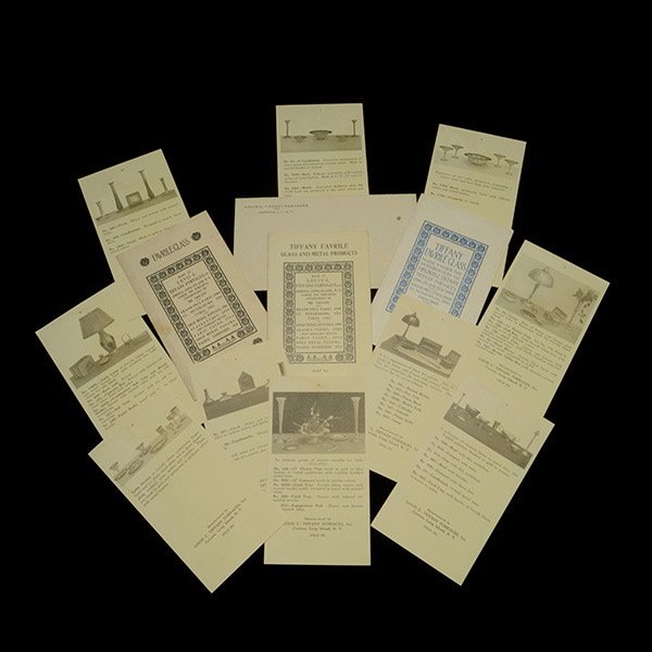 Collection of Three Tiffany Studios Brochures: Collection of Three Tiffany Studios Brochures. Including Tiffany Favrile Glass, four pages; Favrile Glass, four pages; Tiffany Favrile Glass and Metal Producers, six pages with eleven pages of inserts