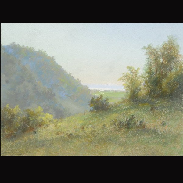 CHARLES DORMAN ROBINSON "San Pablo Bay" Pastel: CHARLES DORMAN ROBINSON (American 1847-1933) "San Pablo Bay, 1907" Pastel on paper. Sight: 9 x 12 inches/ 22.8 x 30.5 centimeters. Signed & dated lower left "C. Dorman Robinson, 1907" Frame: 17 x 19.5