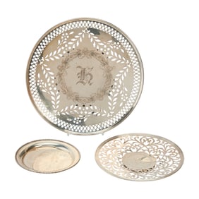 Three American Sterling Silver Pierced Trays