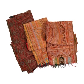 Three European Jacquard Woven Paisley Shawls